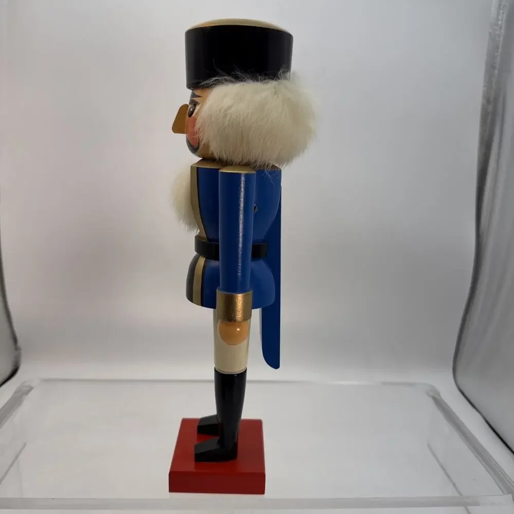 German Solider Nutcracker With Fur Hair Made In Germany Democratic Republic 14”